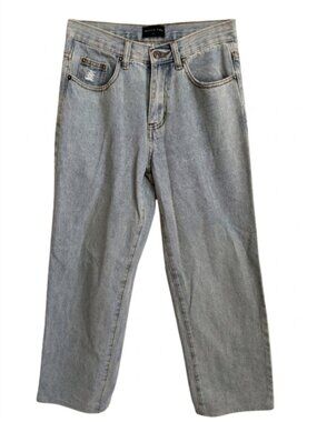 White Fox Boutique Baggy Distressed Jeans XXS Light Wash High Rise Denim Ripped